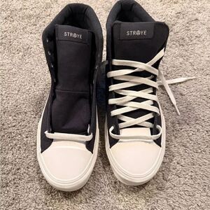 STRAYE Black and White High-Top Sneakers